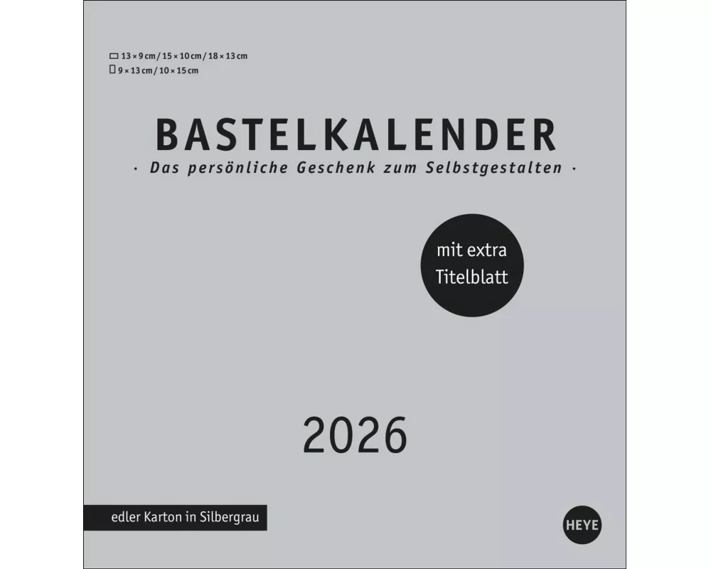 Premium-Bastelkalender silbergrau mittel 2026