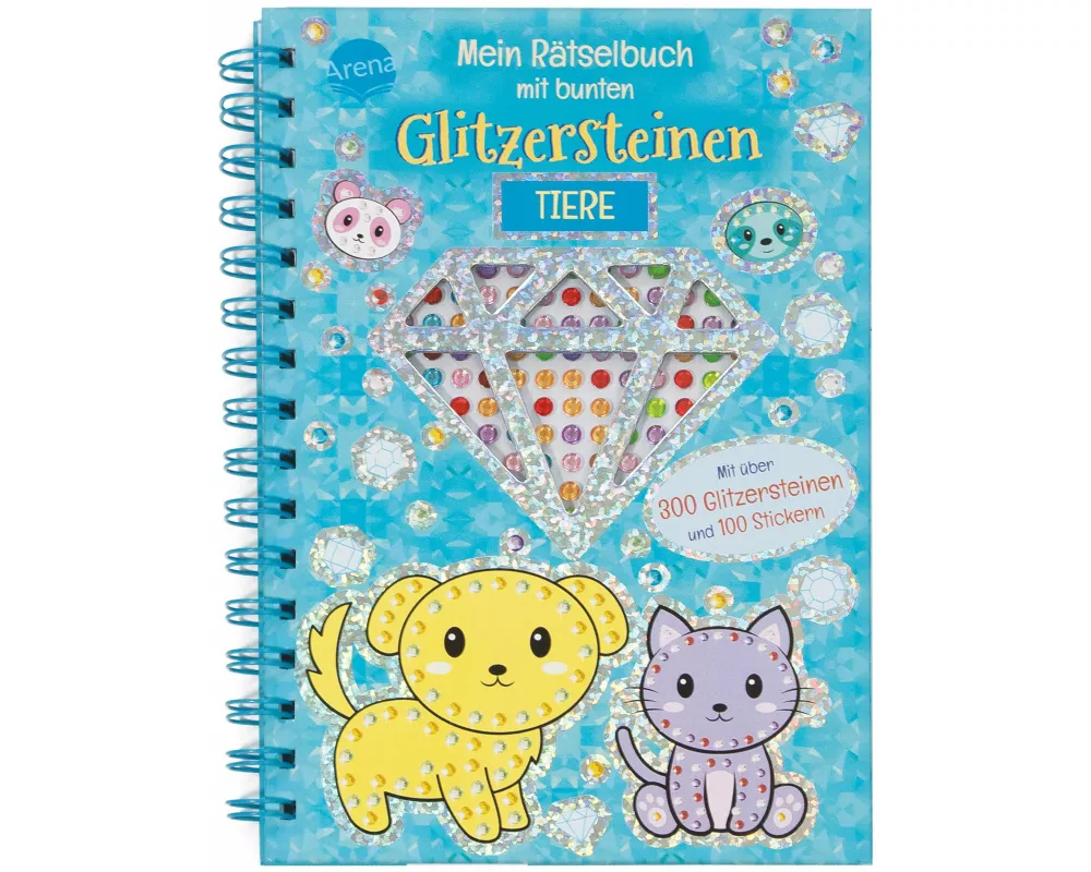 Mein Rätselbuch mit bunten Glitzersteinen. Tiere