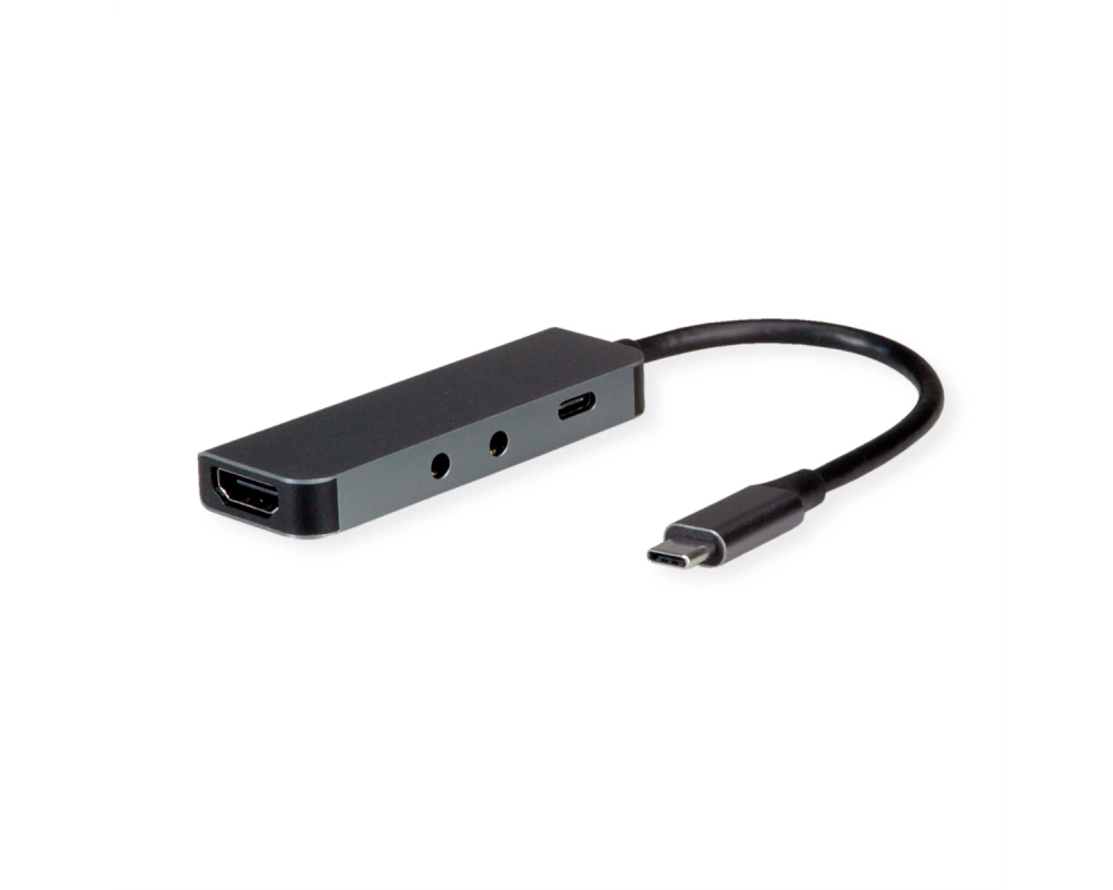 ROLINE Dockingstation Typ C, 4K HDMI, 2x 3,5mm Audio (TRRS + TRS)