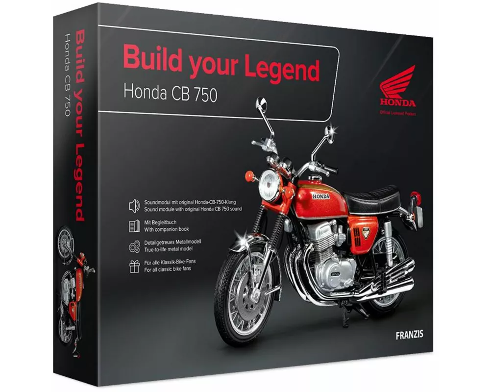 Honda CB 750 Build your Legend, Metall Modellbausatz im Maßstab 1:24, inkl. Soundmodul und 68-seitigem Begleitbuch