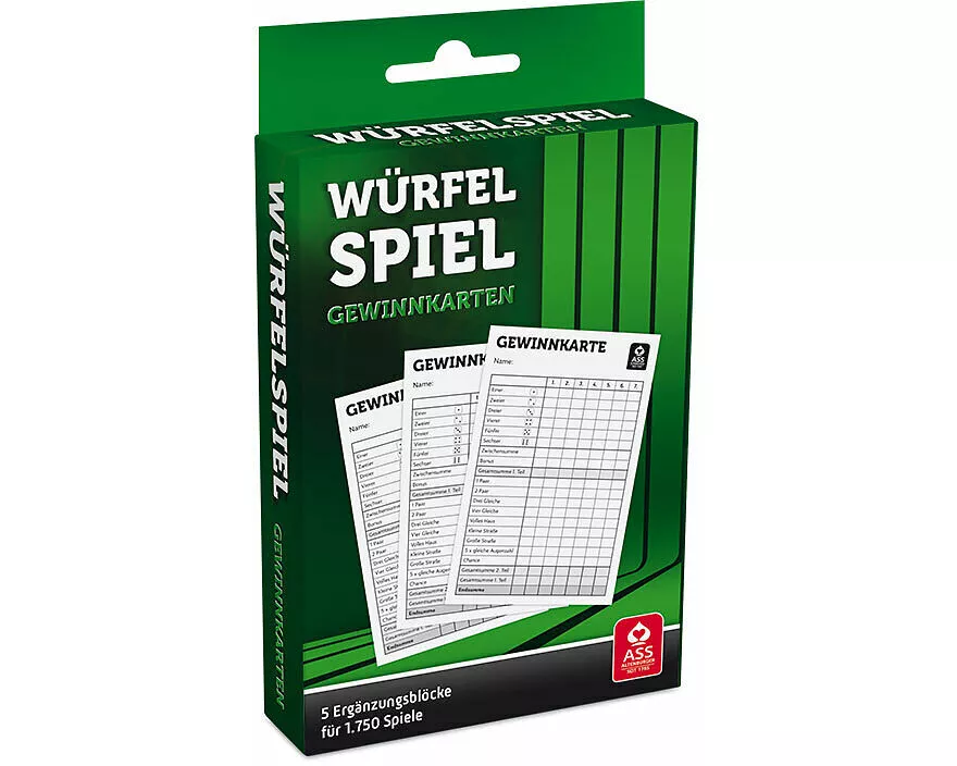 Würfelspiel Gewinnkarten - Blöcke