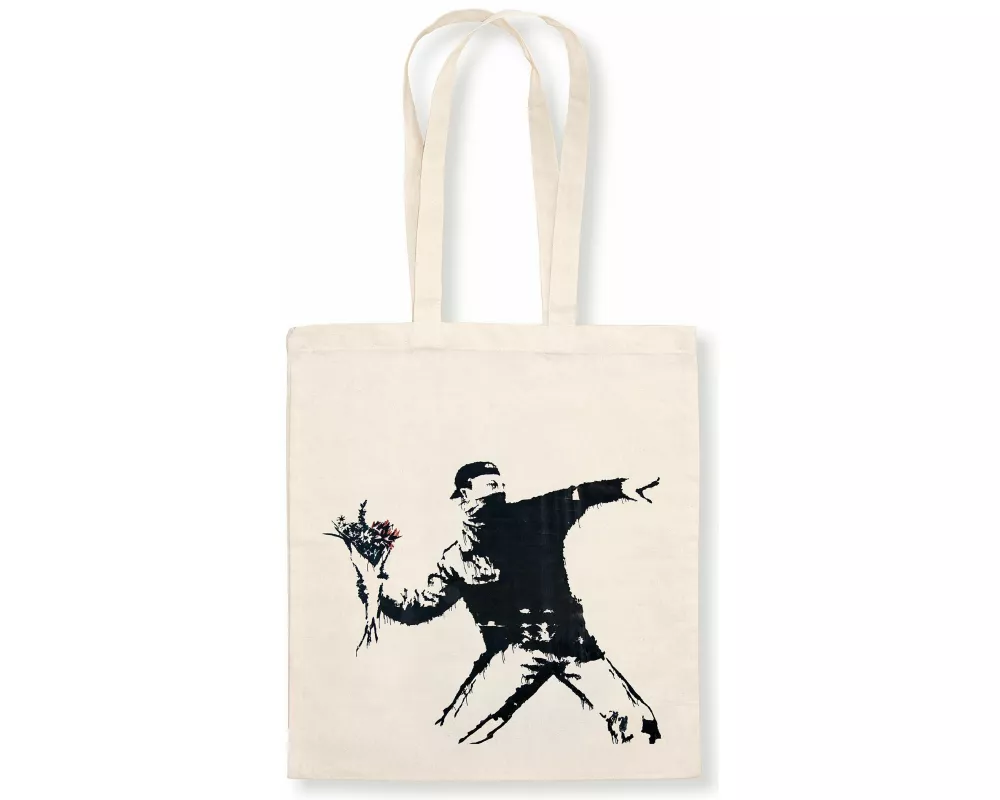 Stofftasche Banksy - Blumenwerfer