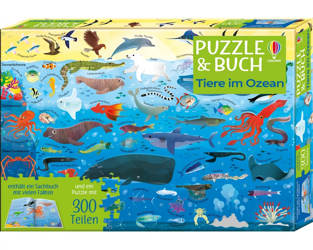 Puzzle & Buch: Tiere im Ozean