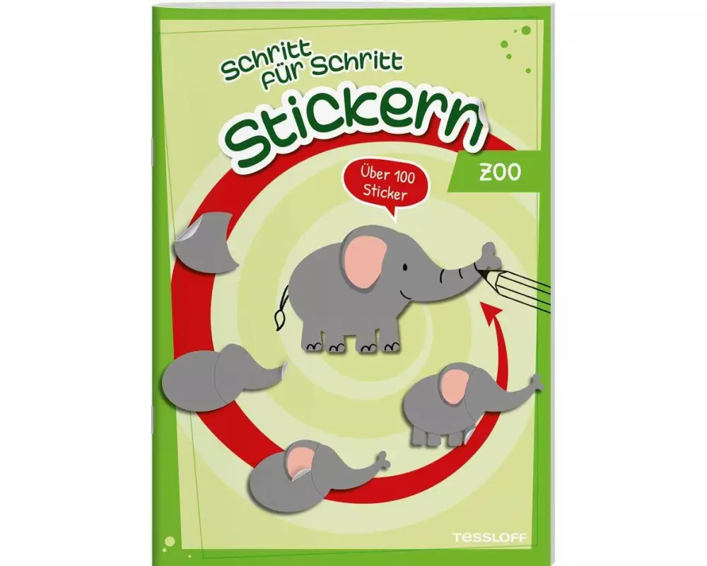 Stickern Schritt für Schritt. Zoo