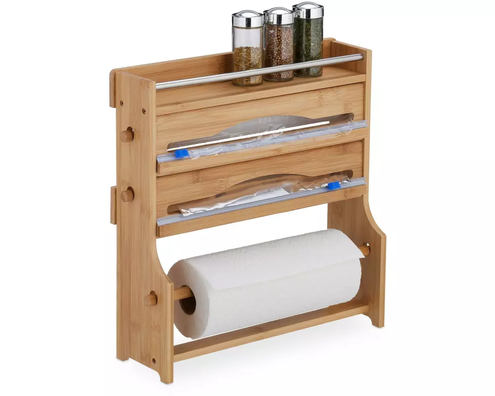 relaxdays Folienspender Transparent/Hellbraun