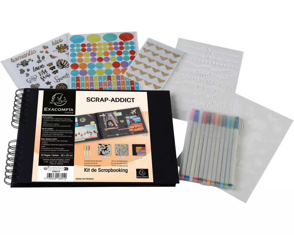 Exacompta Fotoalbum Scrap-Addict Set Schwarz
