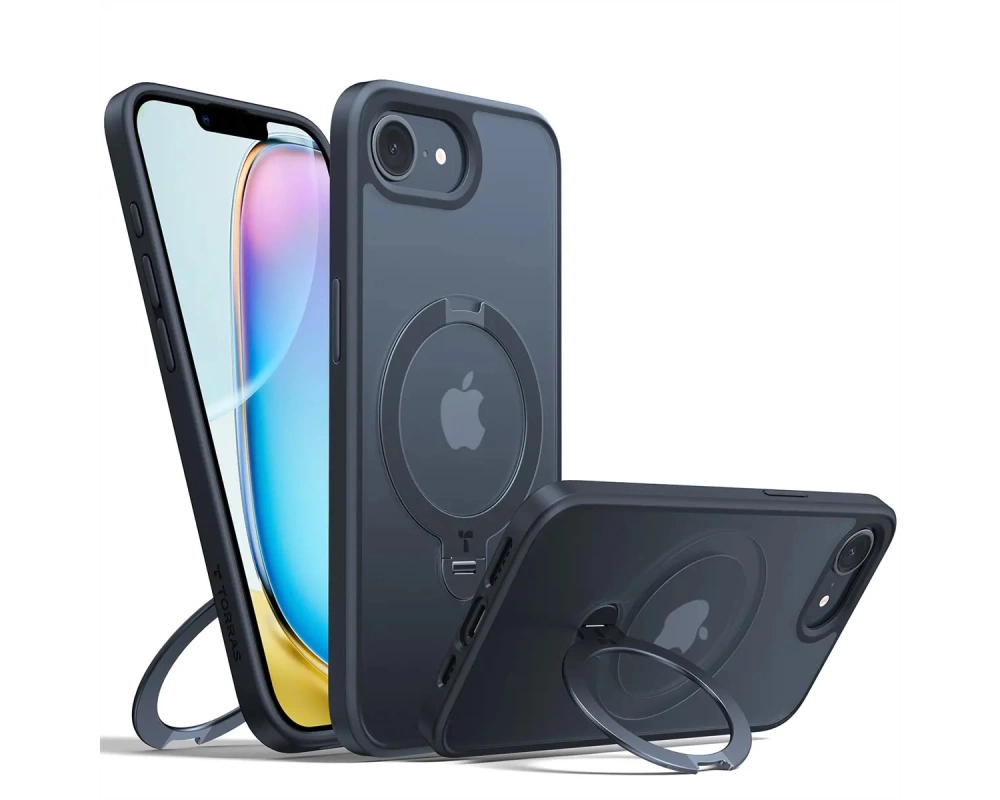 Torras Ostand 360° Spin Schutzhülle, iPhone 16e, MagSafe, schwarz