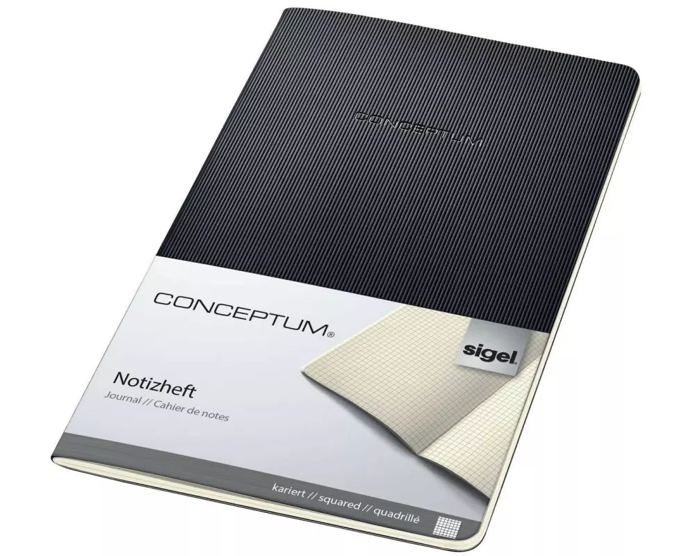 Sigel Notizheft Conceptum A5, Kariert, Schwarz