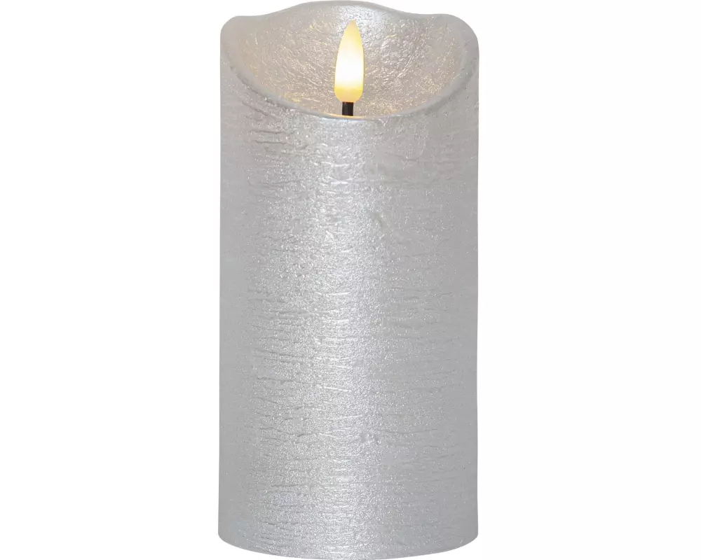Star Trading LED-Kerze Flamme Rustic, Ø 7.5 x 15 cm, Silber