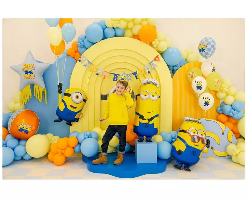 Partydeco Folienballon Stern mit Quasten Minions Mehrfarbig