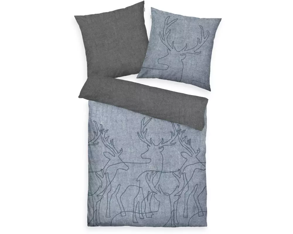 Tom Tailor Bettwäschegarnitur Melangeflanell 160 x 210 cm + 65 x 100 cm