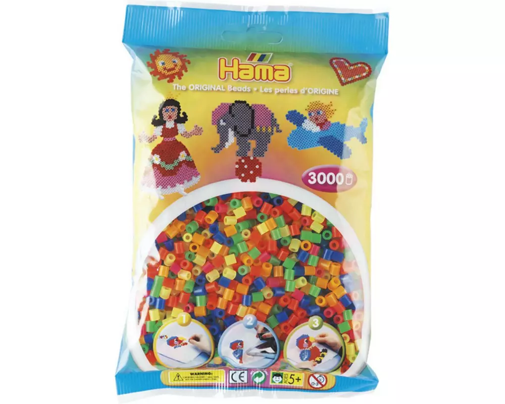 Hama Bügelperlen 3000 Stück, midi neon mix Mehrfarbig
