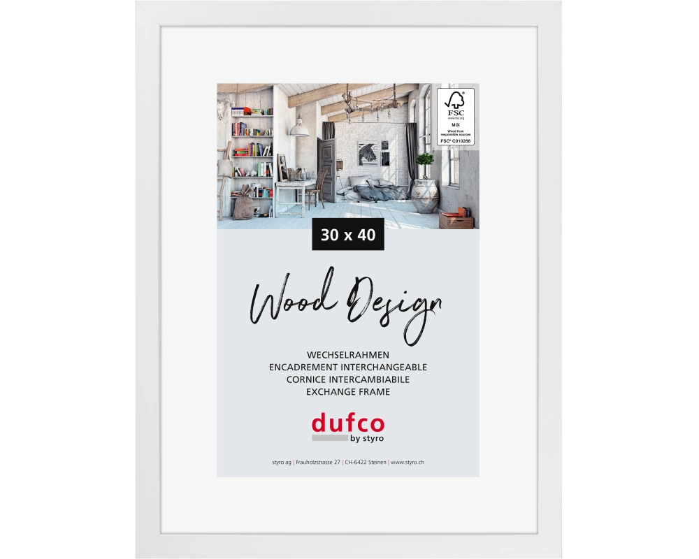 DUFCO Holz-Bilderrahmen 30x40cm 1610.80592 Toronto weiss