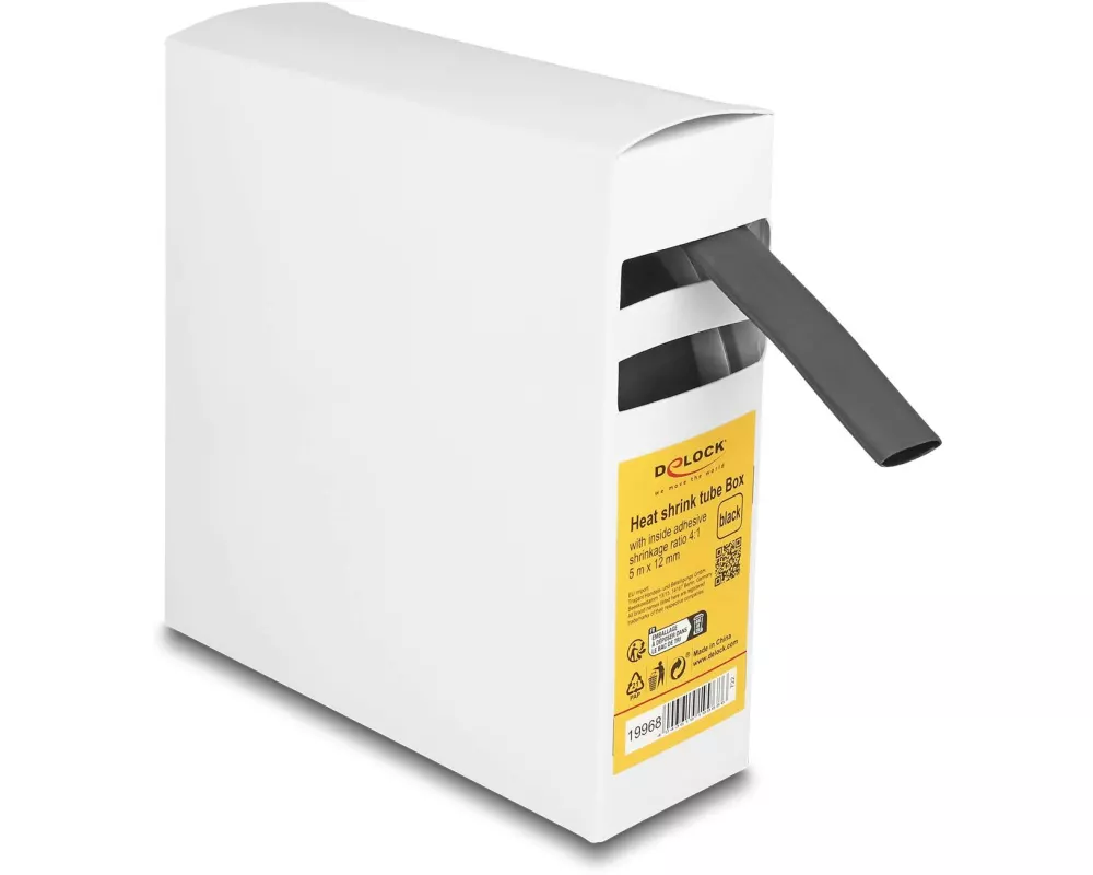 Delock Schrumpfschlauch Box mit Innenkleber 5 m x 12 mm Schwarz