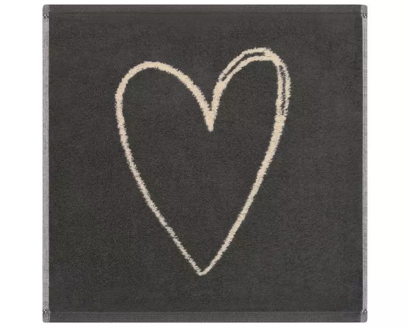 Cawö Waschlappen Heart Beats 30 x 30 cm, Beige/Grau