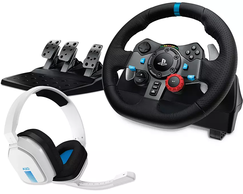 G29 Driving Force Racing Wheel - G-Series for PS5 and PS4 - with A10 Headset black