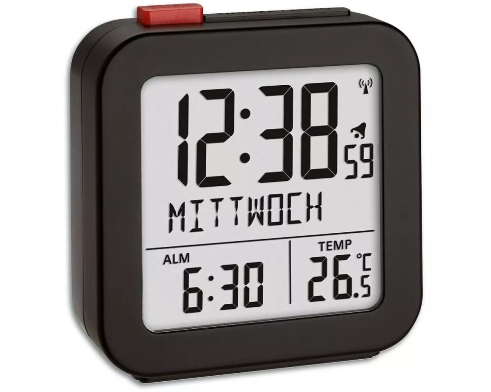 TFA Dostmann Funkwecker Schwarz