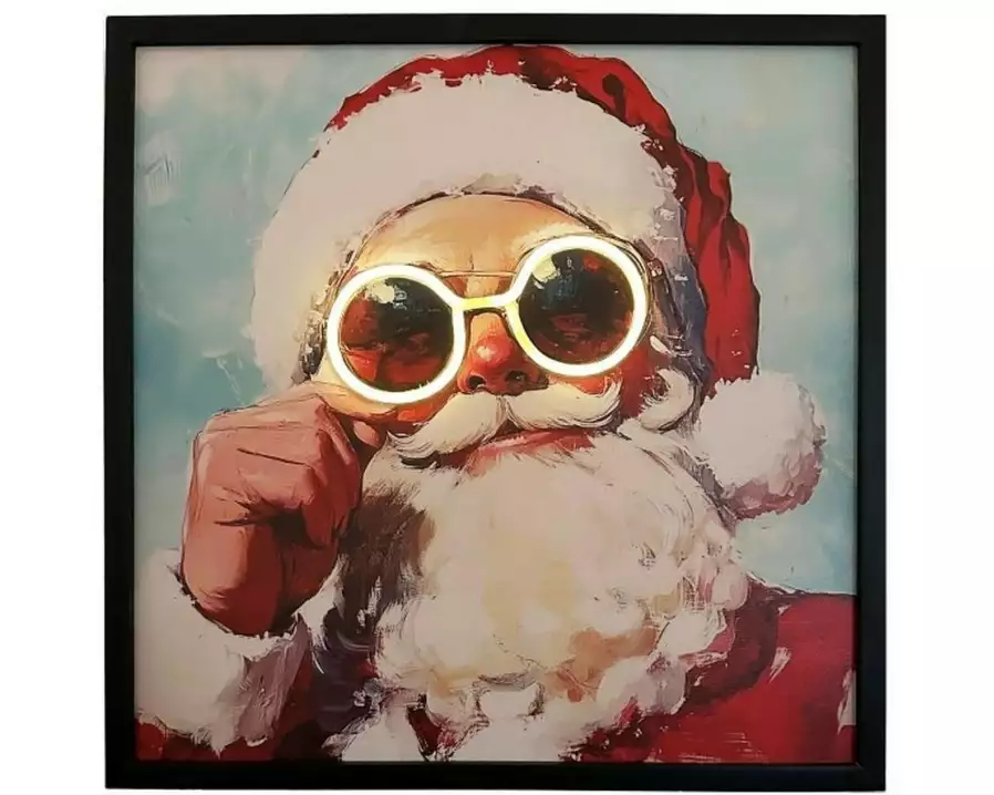 Dameco LED Bild Santa Neon Brille 46 cm x 46 cm