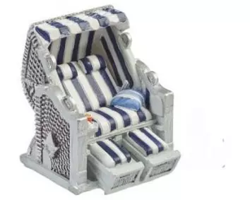 HobbyFun Mini-Figur Strandkorb 6.5 x 6.5 cm, Blau/Weiss
