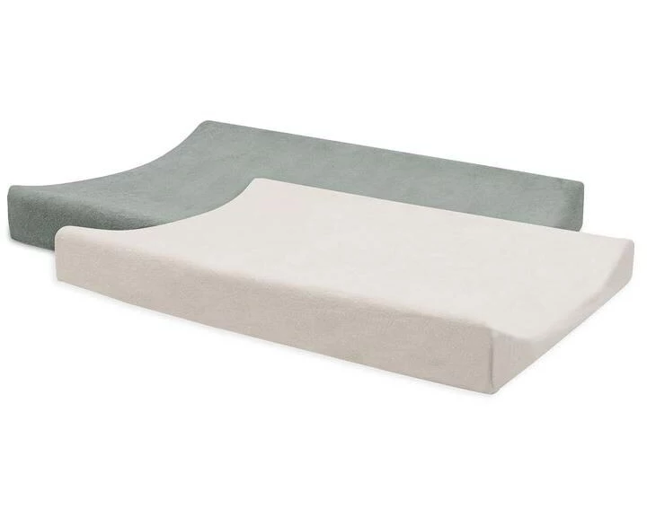Jollein Wickelauflagenbezug 2er Set 50 x 70 cm, Sea Green/Ivory
