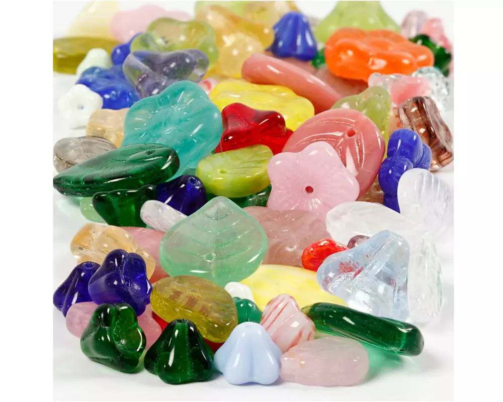 Creativ Company Glasperlen Blätter Blumen 6-17 mm sortierte Farben 60 g