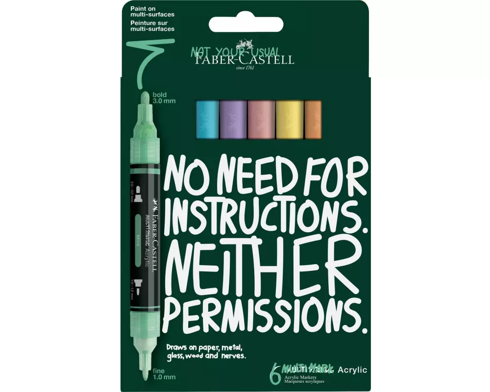 Faber-Castell Acrylmarker Multimark Set Pastel, Doppelspitze, 6 Stk