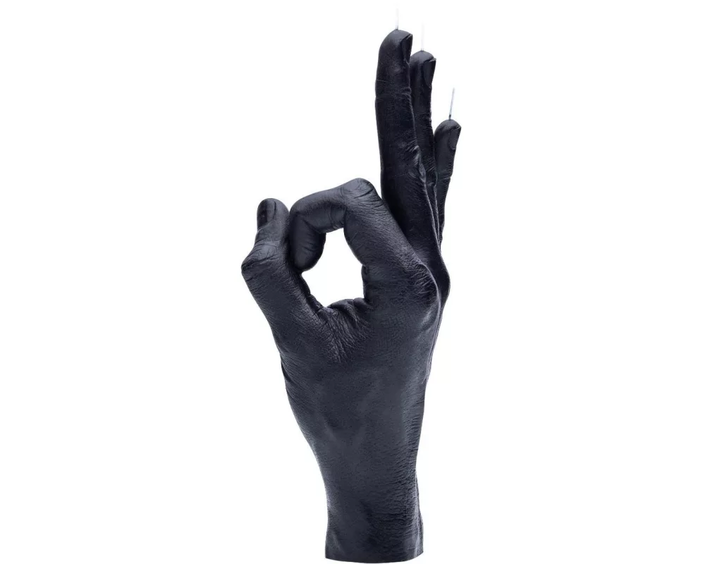 Mandatus Kerze Candle Hand OK, Schwarz