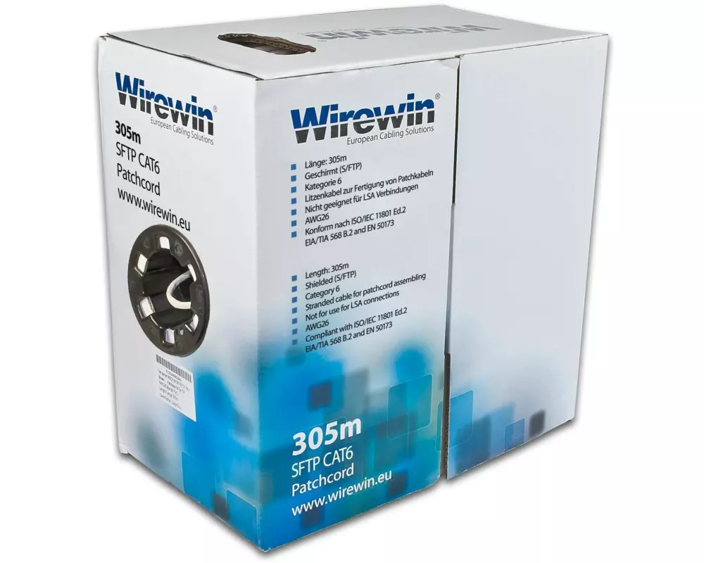 Wirewin Rangierkabel VKBOX KAT6 PATCH Cat 6, S/FTP, 305 m, Grau