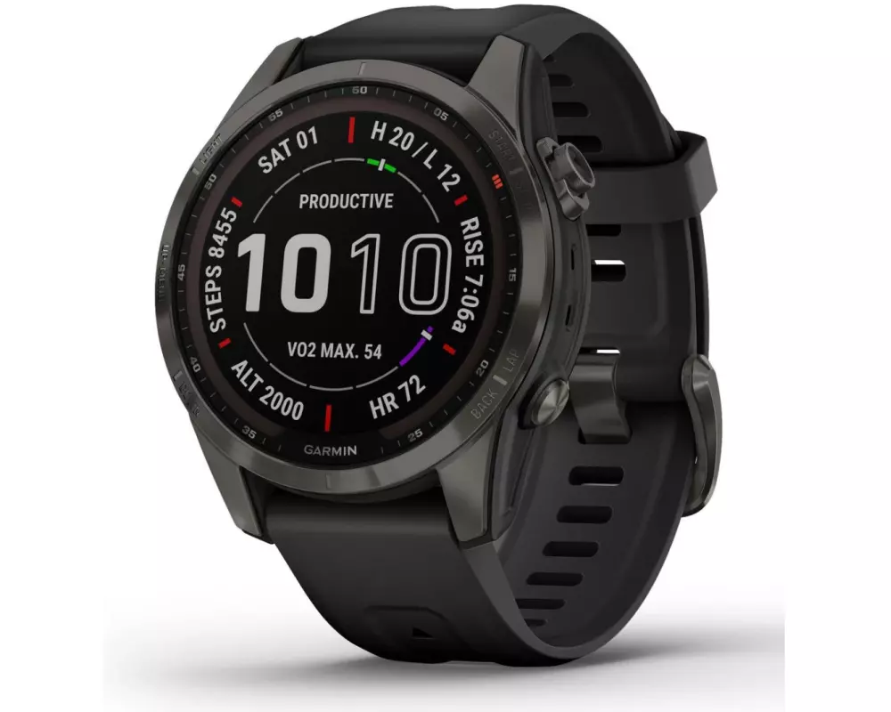 GARMIN Sportuhr Fenix 7S Sapphire Solar, Schwarz/Anthrazit