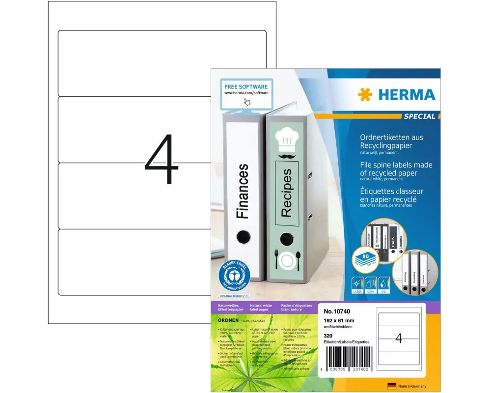 HERMA Ordneretiketten 192 x 61 mm, 80 Blatt