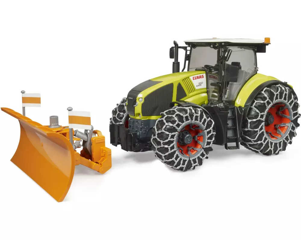 Bruder Spielwaren Traktor Claas Axion 950 mit Schneeketten und Räumschild