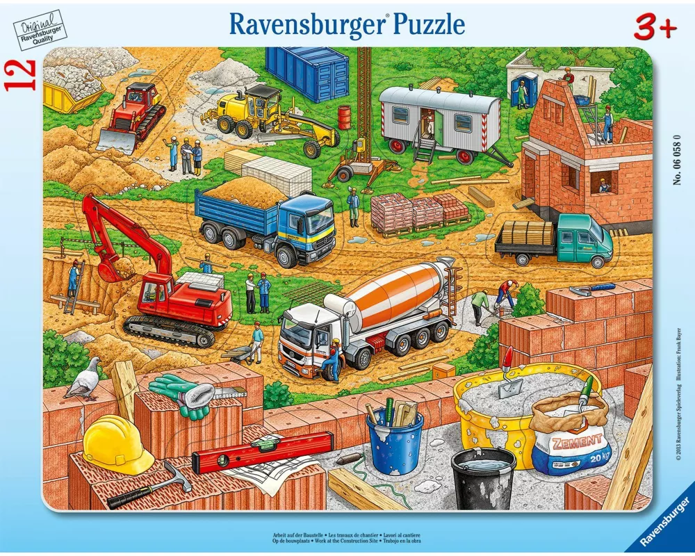 Kinderpuzzle 12 Teile - Arbeit auf der Baustelle