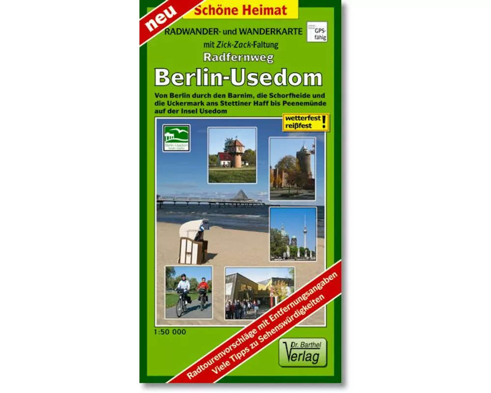Radwander- und Wanderkarte Radweg Berlin-Usedom 1:50000