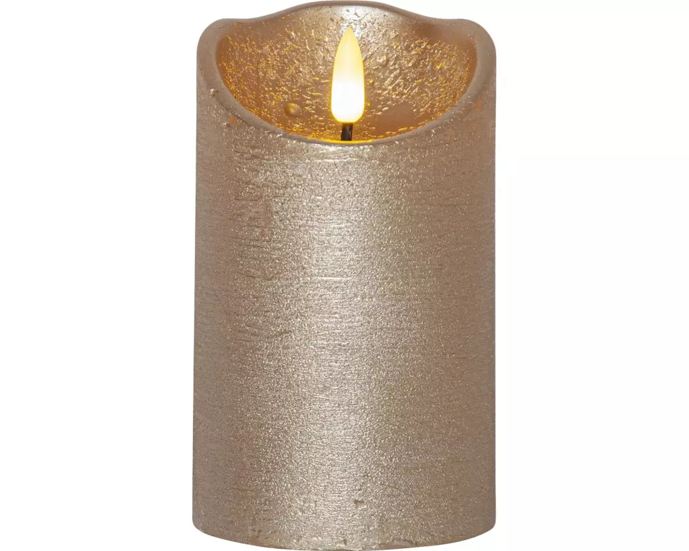 Star Trading LED-Kerze Flamme Rustic, Ø 7.5 x 12.5 cm, Gold