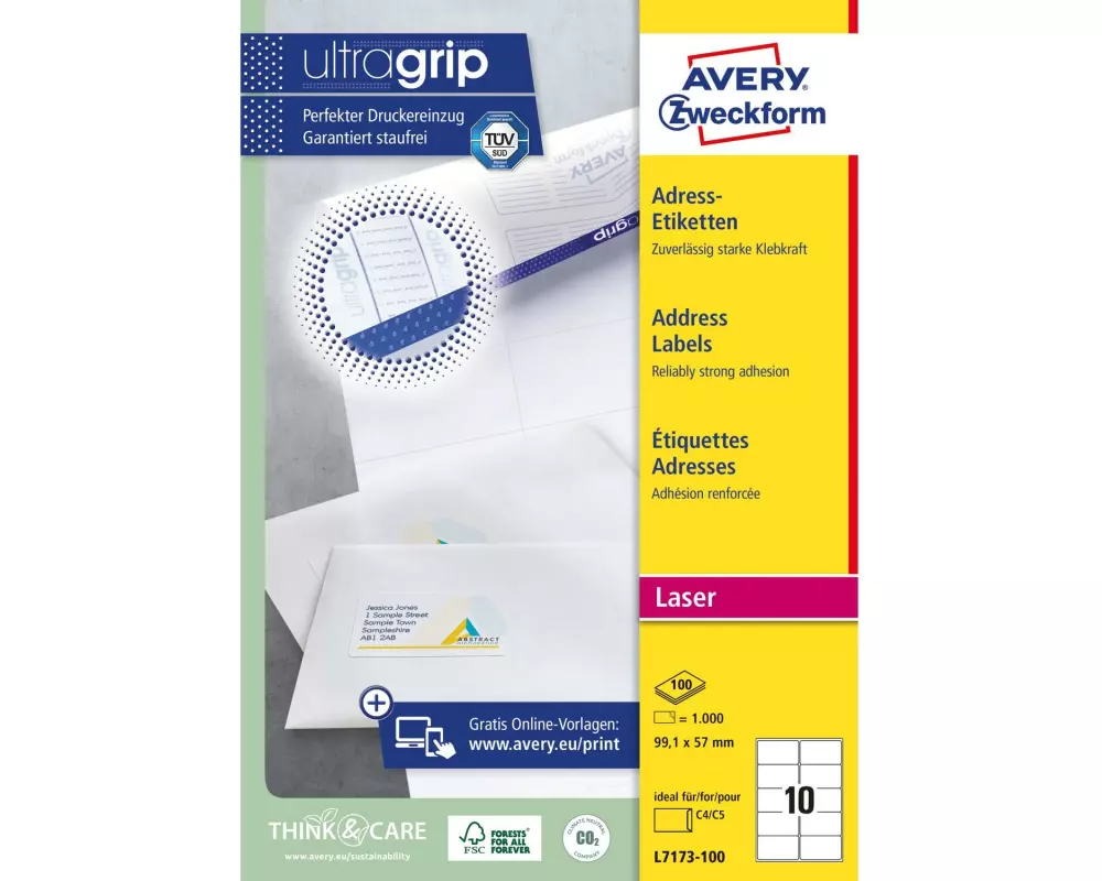 Avery Zweckform Versand-Etiketten L7173-100 99.1 x 57 mm
