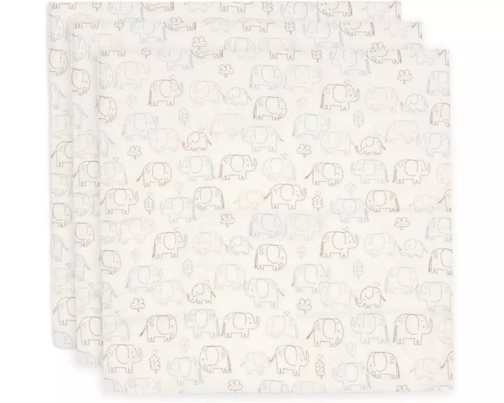 Jollein Mulltuch Hydrophil Elephant Tales 3er, 70 cm x 70 cm