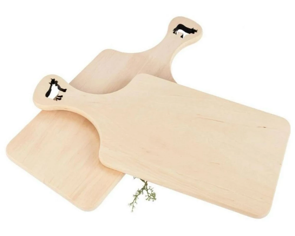 creanorm Schneidebrett Erle 14 cm x 32 cm, Kuh Motiv