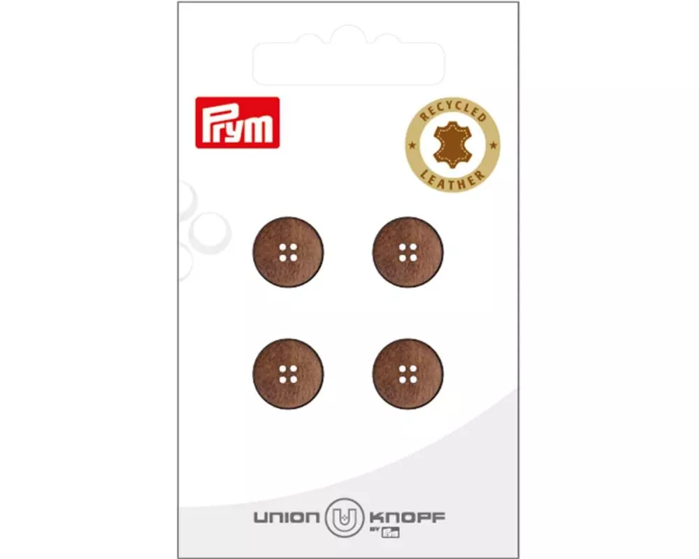 Prym Union Knopf Knöpfe Leder 12 mm, 4 Stück, Braun