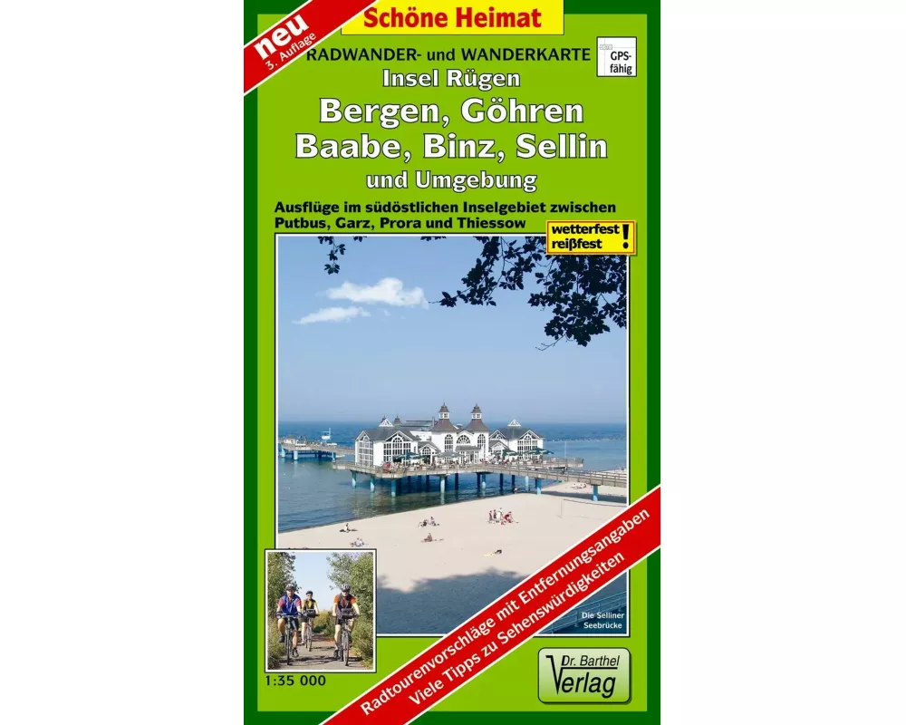 Insel Rügen: Bergen, Göhren, Baabe, Binz, Sellin und Umgebung Radwander- und Wanderkarte 1 : 35 000