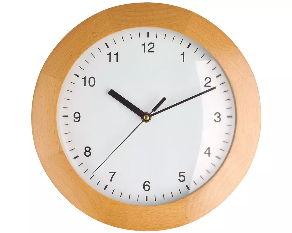 TFA Dostmann Funk-Wanduhr mit Rahmen aus Buche 31 cm, Nature