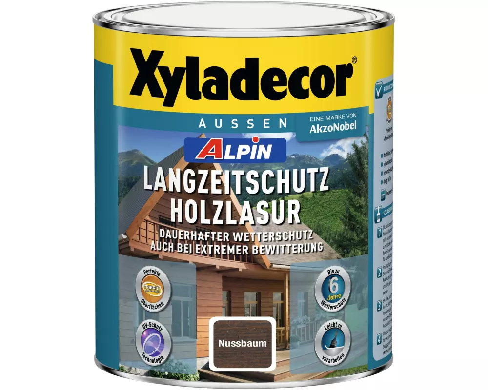 Xyladecor Holzlasur Alpin Langzeitschutz, Nussbaum, 1 L