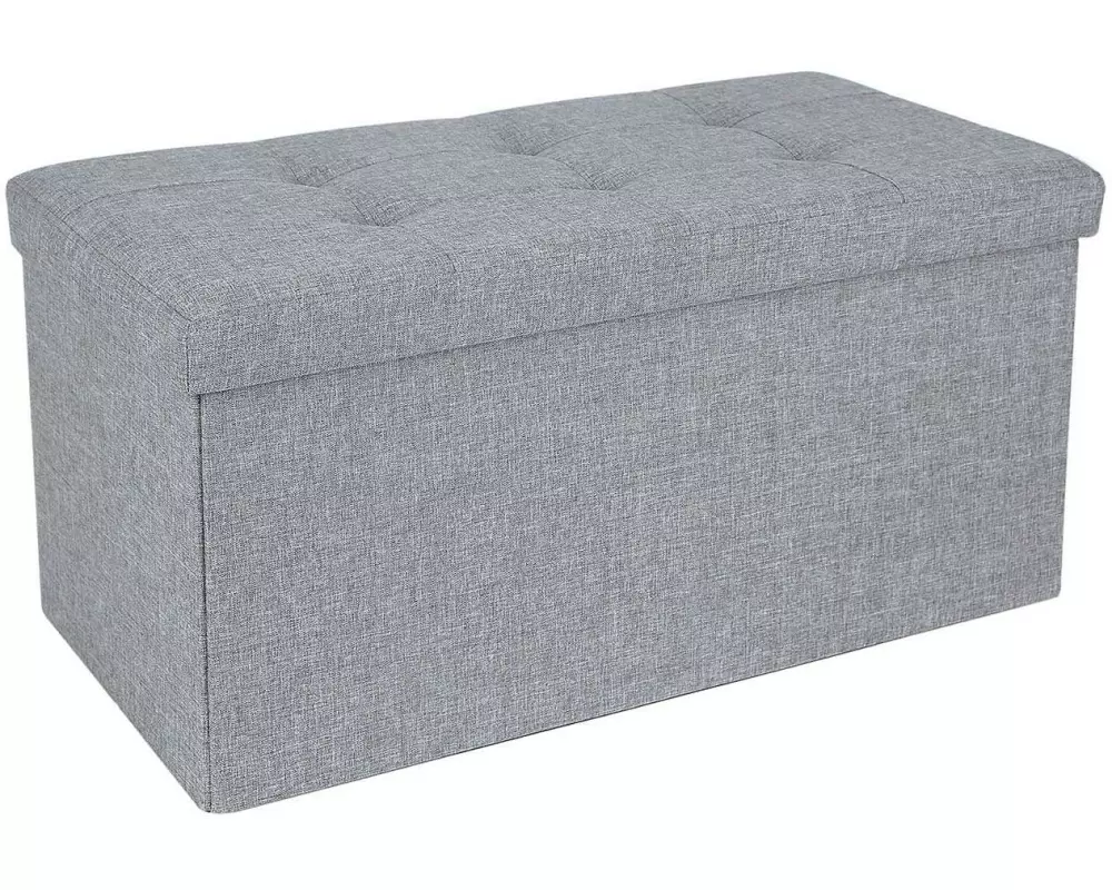 Songmics Sitztruhe Ottomane mit Stauraum 76 x 38 cm, Grau