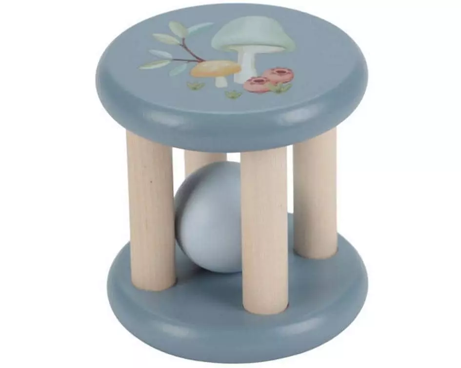 Little Dutch Rassel Forest Friends FSC Holz Hellblau 7.3 x 7.3 x 7.5 cm