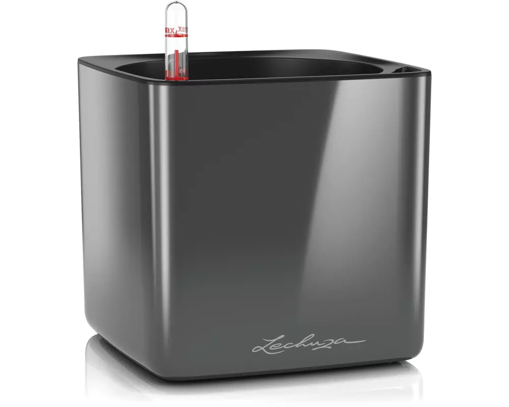Lechuza Blumentopf CUBE Glossy 16 Schwarz glanz