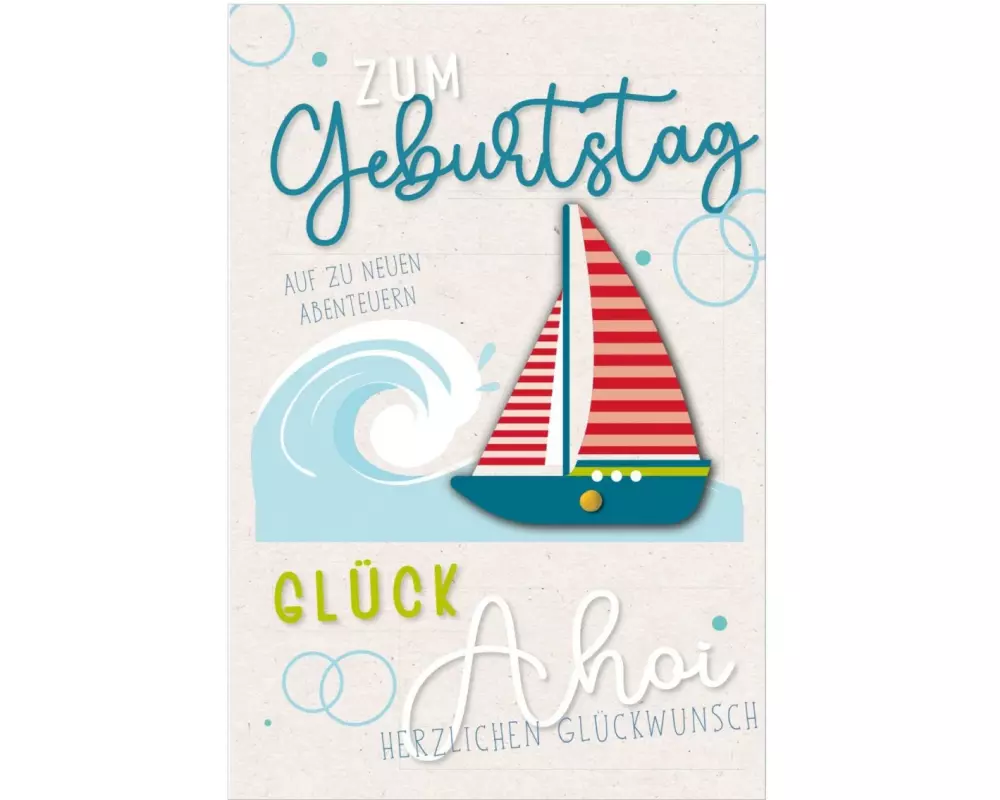 Susy Card Geburtstagskarte Segelboot drehbar 11.5 x 17 cm