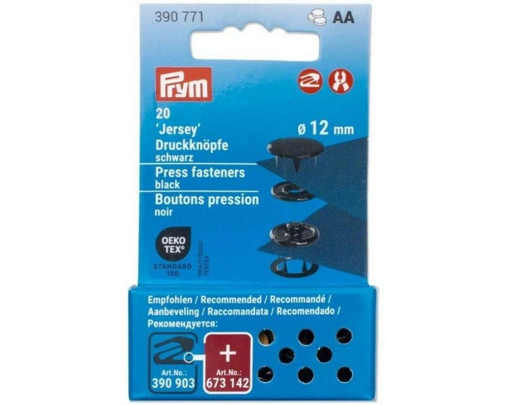 Prym Druckknöpfe Jersey 12 mm, Schwarz
