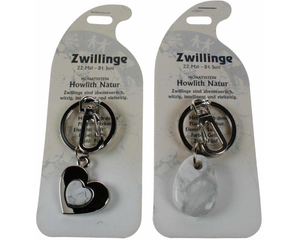 ROOST Schlüsselanhänger Zwilling G263 Howlith natur 2 Motive ass.