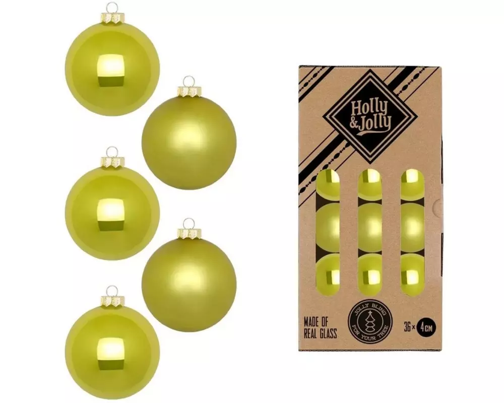 Holly & Jolly Weihnachtskugel Juicy Lime Ø 4 cm, 36 Stück