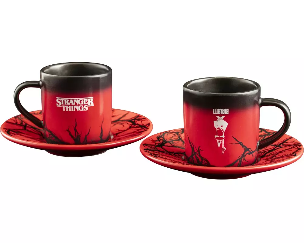 Bialetti Espressotasse Stranger Things, Schwarz / Rot, 2 Stück