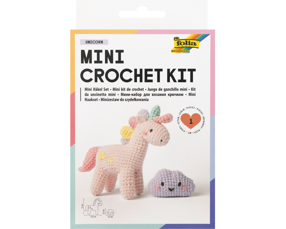 Folia Mini Crochet Set UNICORN Mini, Einhorn, 100% Baumwolle